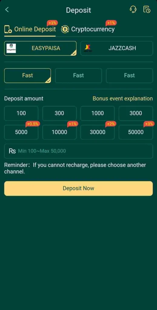 PK365 Game Deposit Method